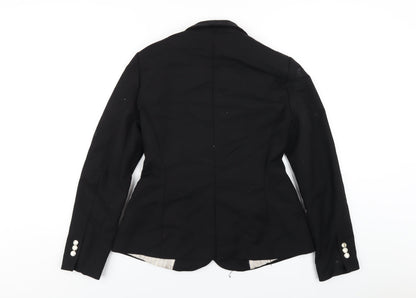 Zara Womens Black Polyester Jacket Blazer Size L