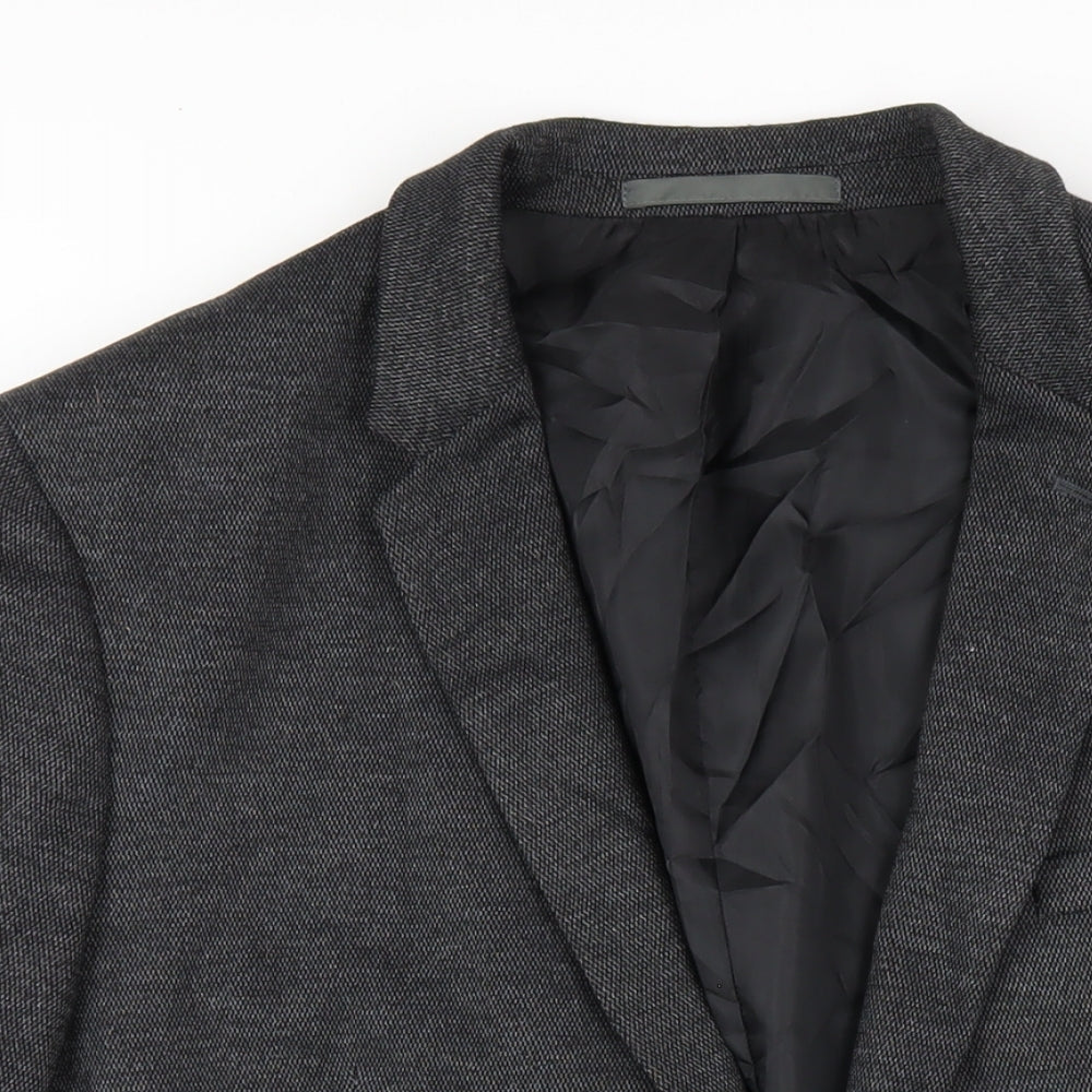 Burton Mens Grey Viscose Jacket Blazer Size 46 Regular