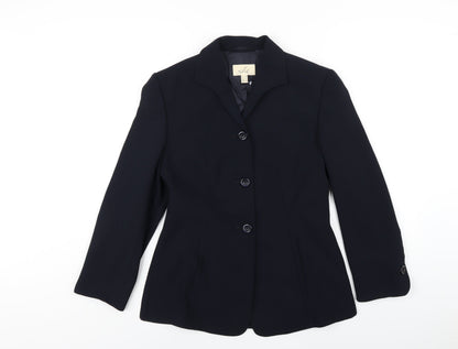 SHE Womens Blue Jacket Blazer Size 10 Button