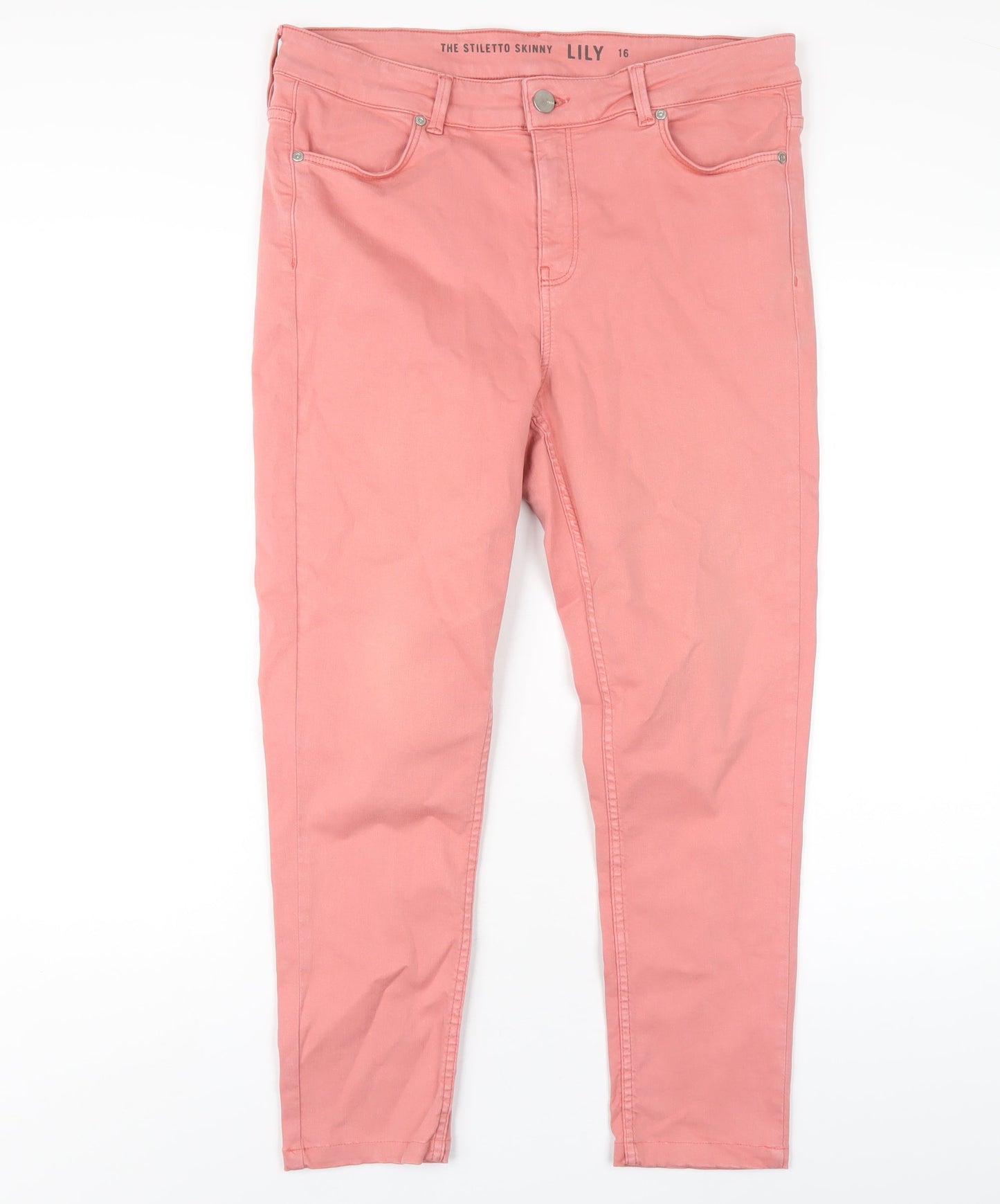 Oasis Womens Pink Cotton Skinny Jeans Size 16 L26 in Regular Zip