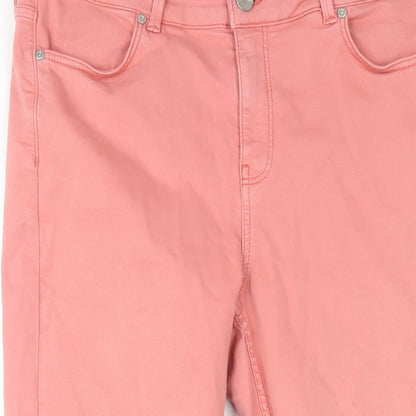Oasis Womens Pink Cotton Skinny Jeans Size 16 L26 in Regular Zip