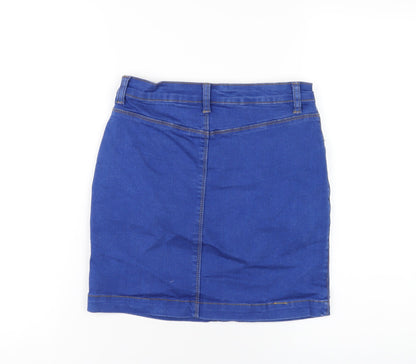 Missguided Womens Blue Cotton Mini Skirt Size 10 Zip