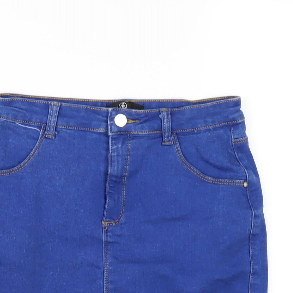 Missguided Womens Blue Cotton Mini Skirt Size 10 Zip