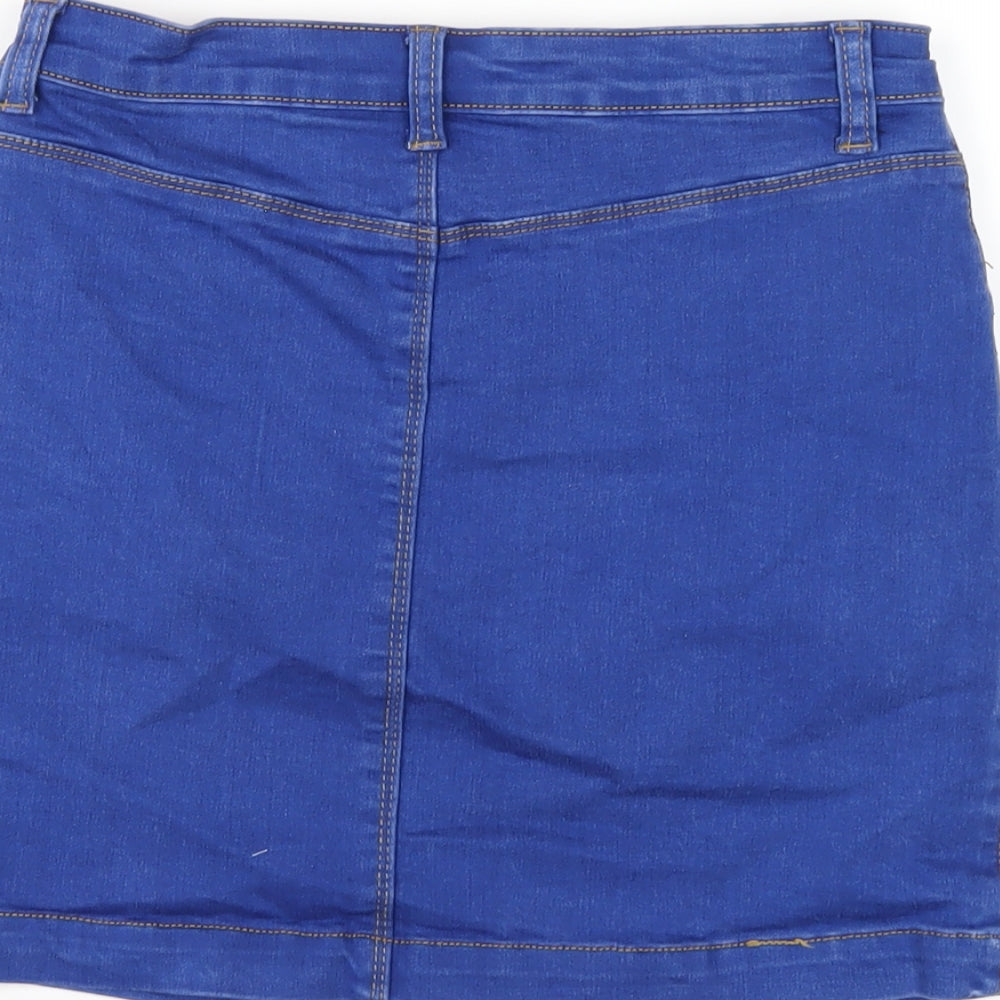 Missguided Womens Blue Cotton Mini Skirt Size 10 Zip