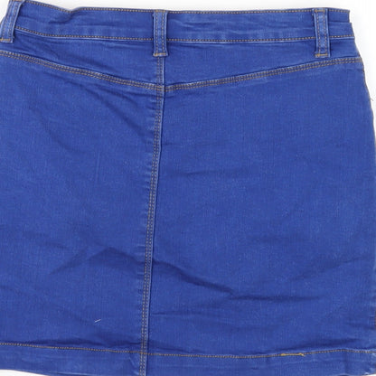 Missguided Womens Blue Cotton Mini Skirt Size 10 Zip
