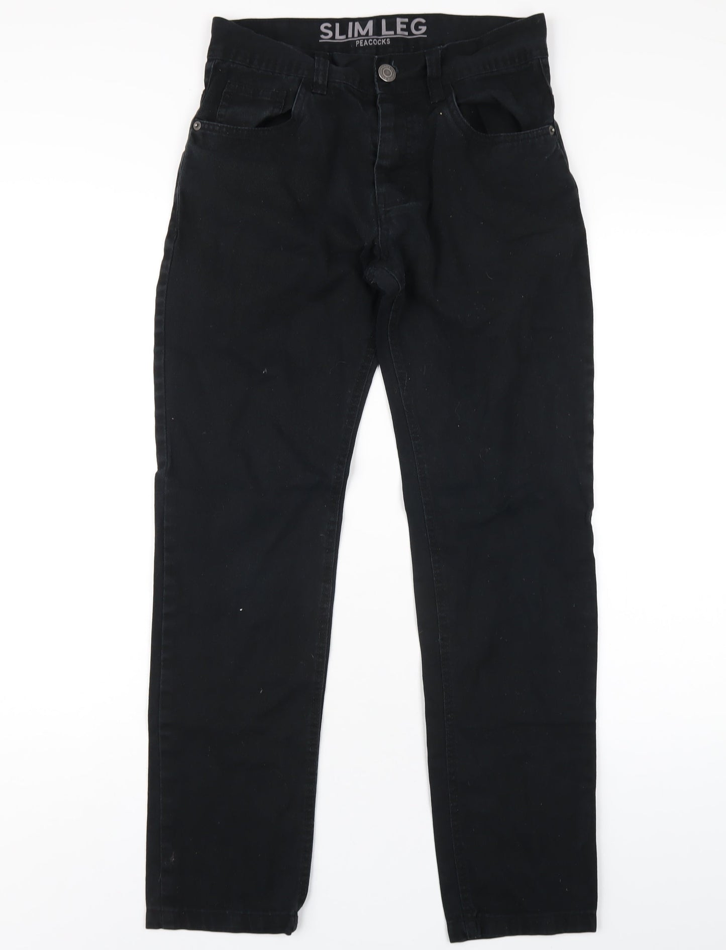 Mens UK Size 28 in Peacocks Slim Fit Straight Black Jeans
