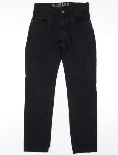 Mens UK Size 28 in Peacocks Slim Fit Straight Black Jeans
