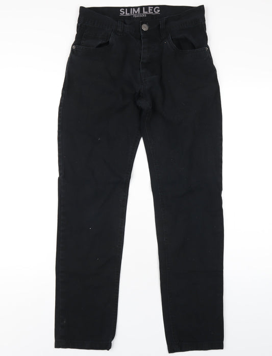 Mens UK Size 28 in Peacocks Slim Fit Straight Black Jeans
