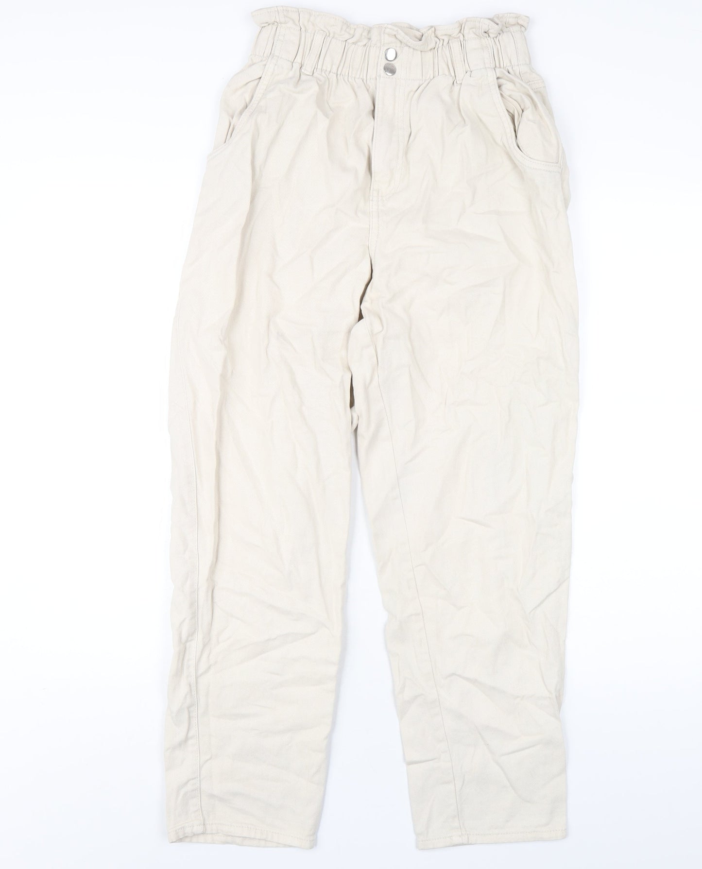 Womens UK Size 10 H&M Regular Fit Straight Ivory Jeans