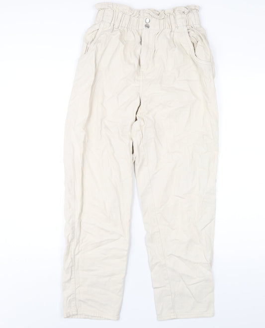 Womens UK Size 10 H&M Regular Fit Straight Ivory Jeans