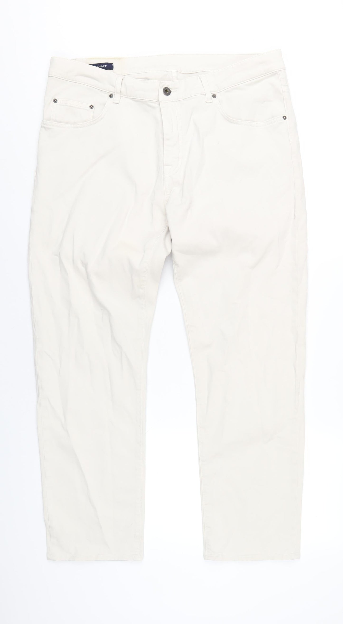 GANT Mens Ivory Cotton Tapered Jeans Size 38 in L32 in Regular Zip