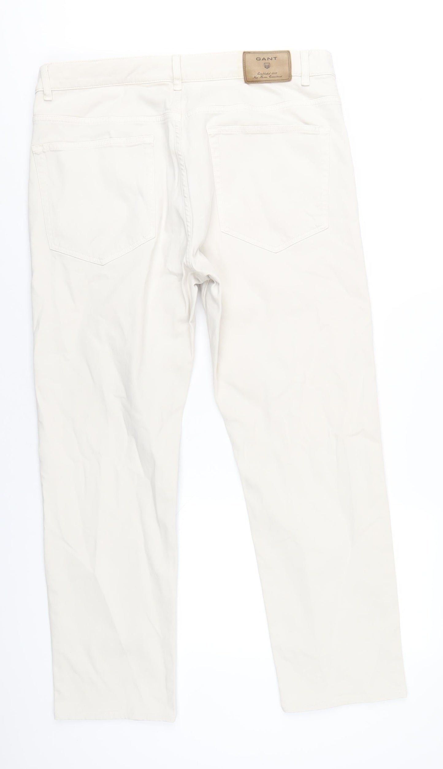 GANT Mens Ivory Cotton Tapered Jeans Size 38 in L32 in Regular Zip