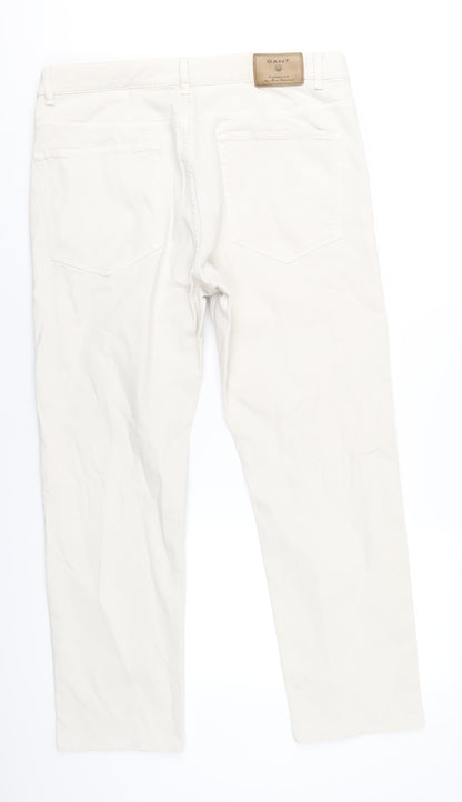 GANT Mens Ivory Cotton Tapered Jeans Size 38 in L32 in Regular Zip