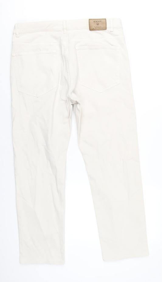 GANT Mens Ivory Cotton Tapered Jeans Size 38 in L32 in Regular Zip