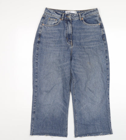 NEXT Womens Blue Cotton Wide-Leg Jeans Size 12 L23 in Regular Zip