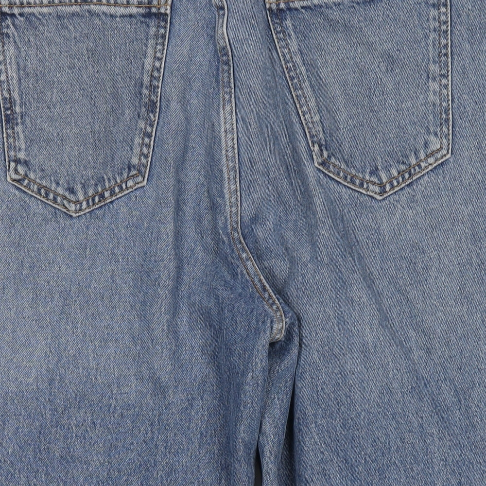 NEXT Womens Blue Cotton Wide-Leg Jeans Size 12 L23 in Regular Zip