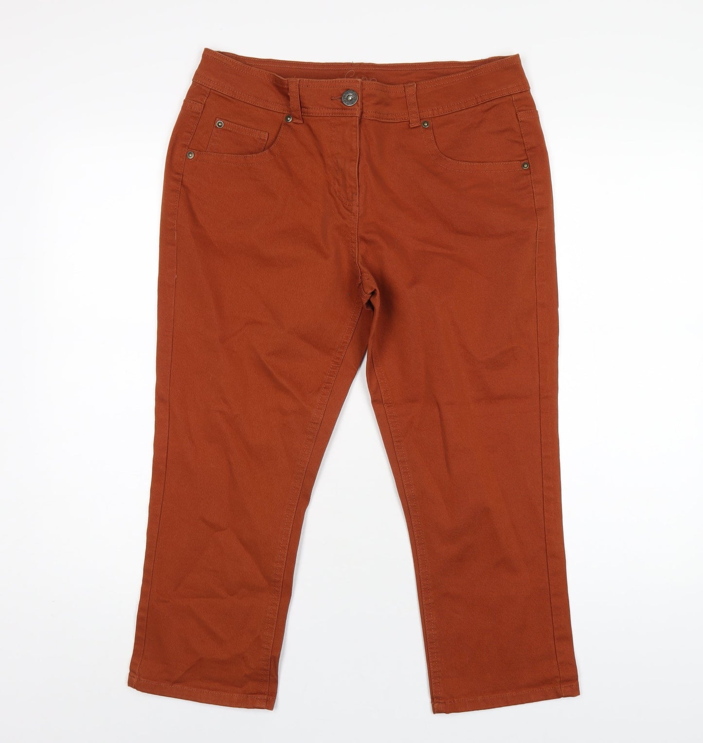 George Womens Orange Cotton Capri Jeans Size 12 L23 in Regular Zip