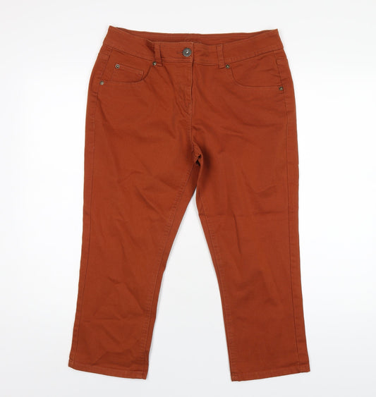 George Womens Orange Cotton Capri Jeans Size 12 L23 in Regular Zip