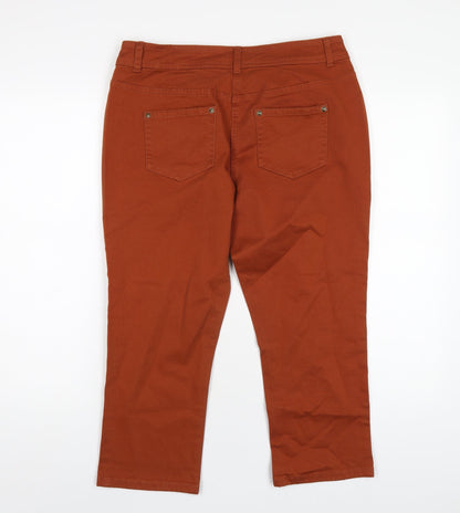 George Womens Orange Cotton Capri Jeans Size 12 L23 in Regular Zip