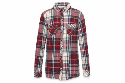 New Look Womens Red Plaid Cotton Basic Button-Up Size 6 Collared