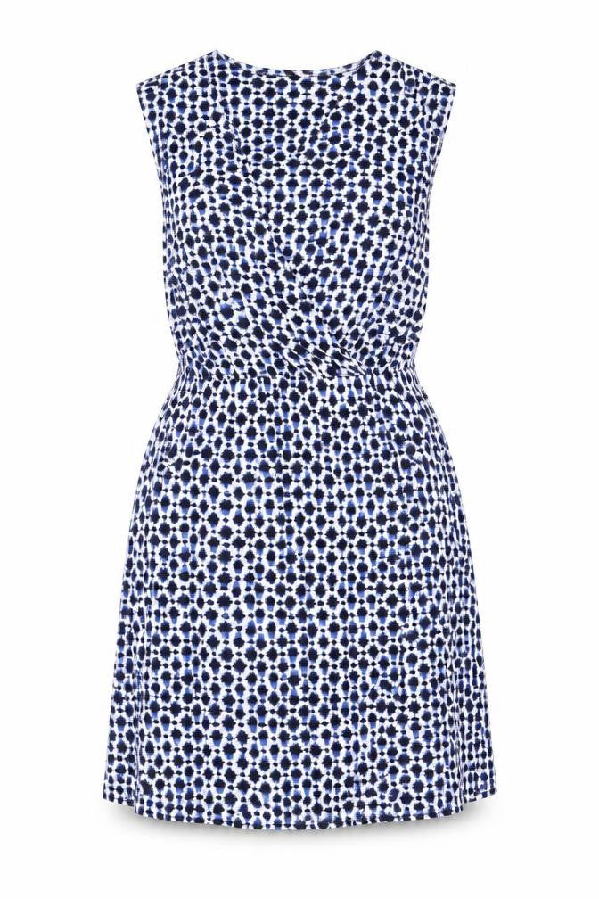 Marks and Spencer Womens White Geometric Viscose A-Line Size 10 V-Neck Pullover