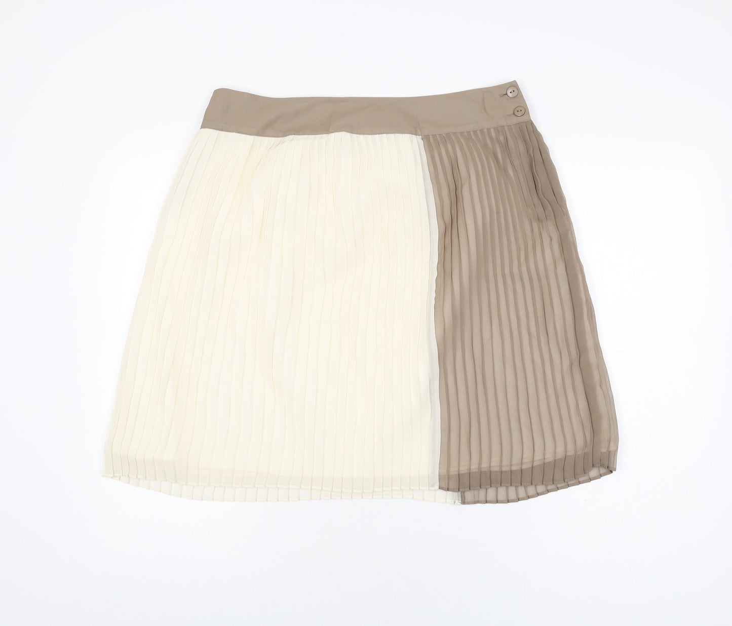 NEXT Womens Beige Polyester A-Line Skirt Size 14 Button