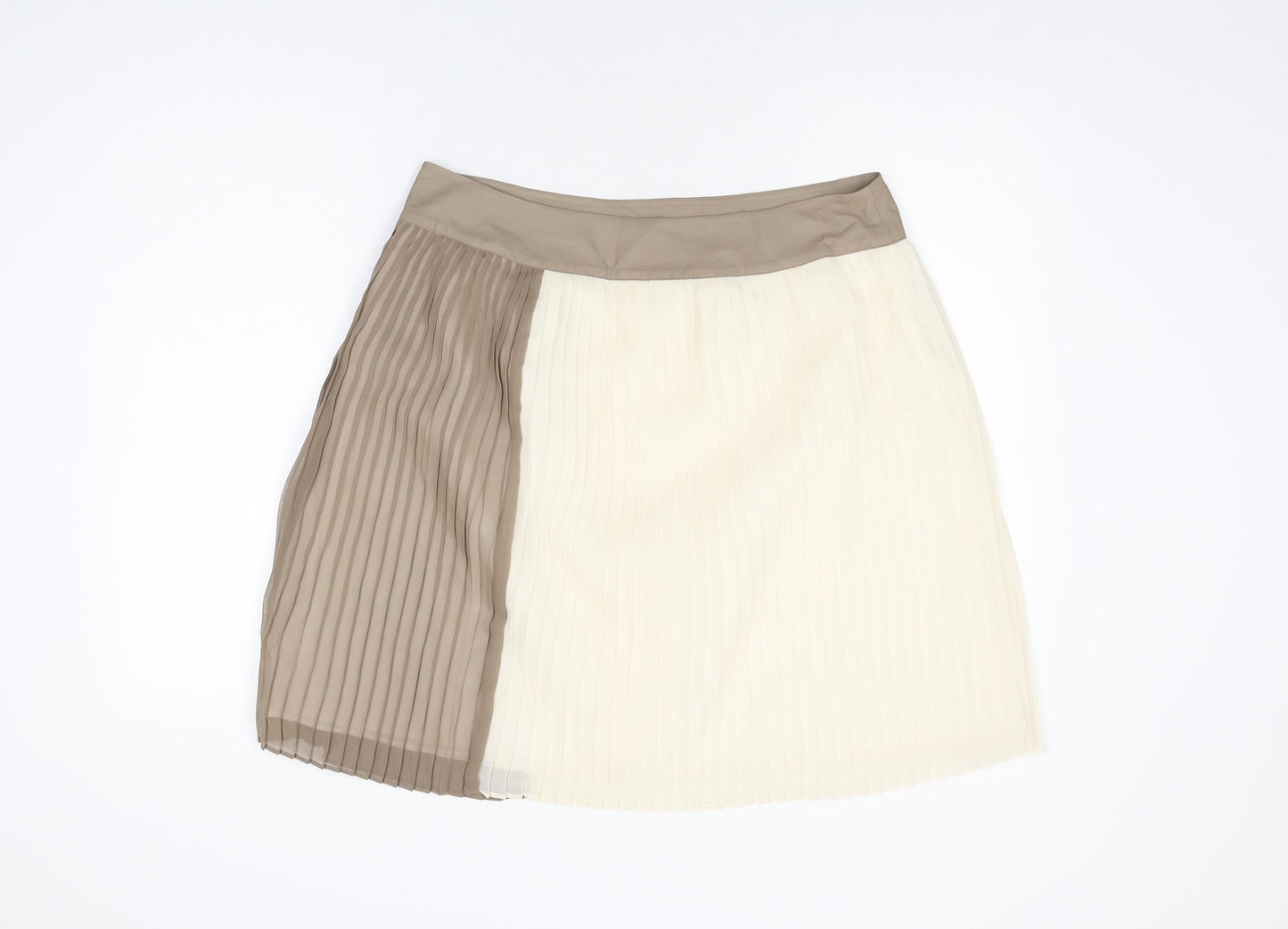 NEXT Womens Beige Polyester A-Line Skirt Size 14 Button