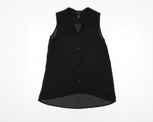 Womens UK Size 6 H&M Black Basic Button-Up