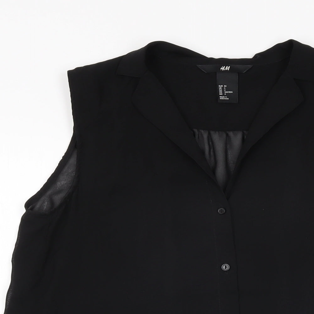 Womens UK Size 6 H&M Black Basic Button-Up