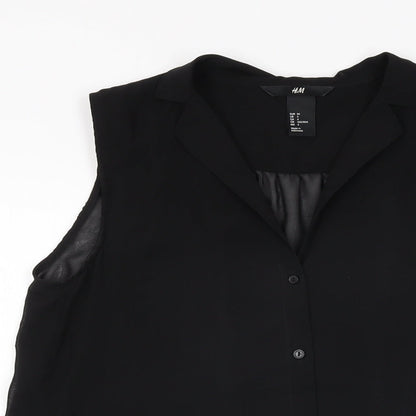 Womens UK Size 6 H&M Black Basic Button-Up