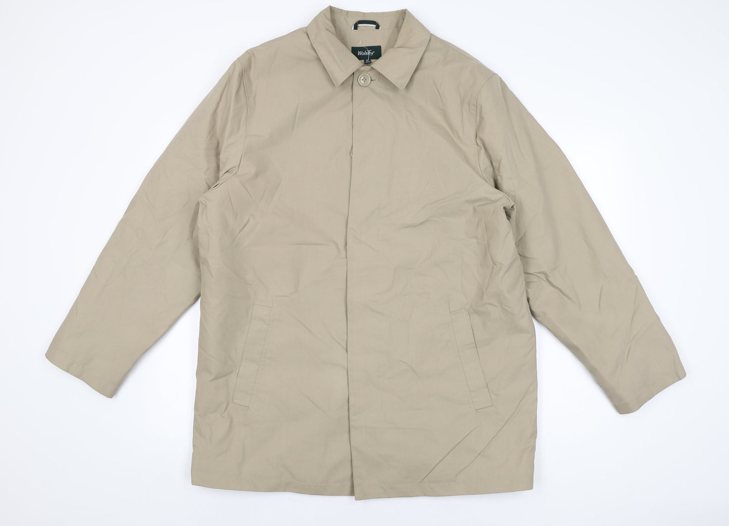 Wolsey Mens Beige Overcoat Coat Size M Button