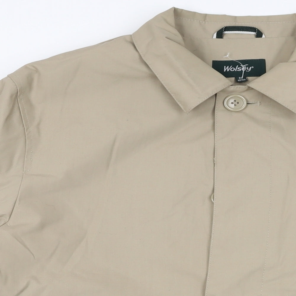 Wolsey Mens Beige Overcoat Coat Size M Button