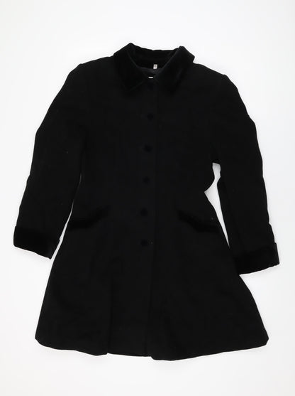 Cirstein Womens Black Overcoat Coat Size 8 Button