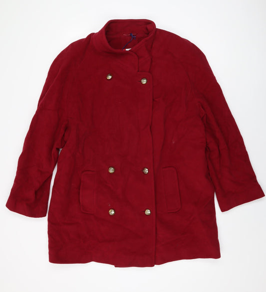 Lampert Womens Red Overcoat Coat Size 20 Button