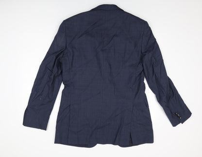 Marks and Spencer Mens Blue Geometric Wool Jacket Suit Jacket Size 40 Regular