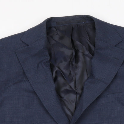 Marks and Spencer Mens Blue Geometric Wool Jacket Suit Jacket Size 40 Regular