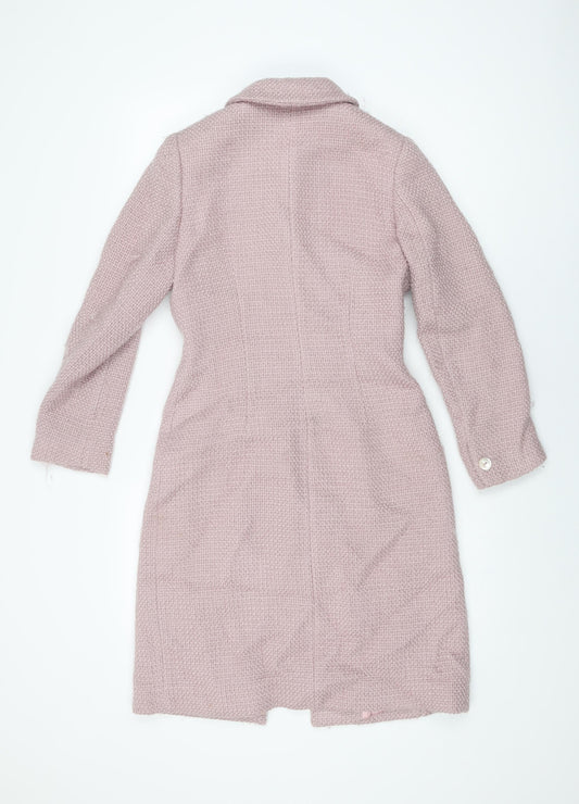 Precis Womens Pink Overcoat Coat Size 8 Button