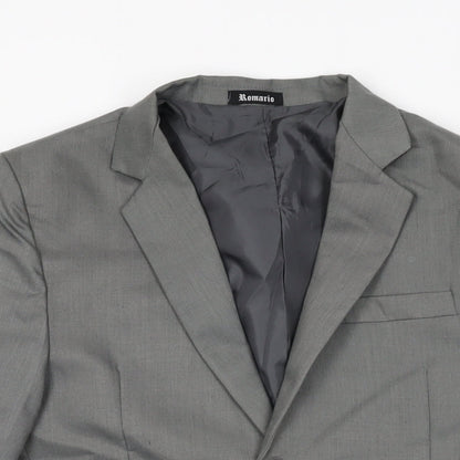 Romario Womens Grey Polyester Jacket Suit Jacket Size 14