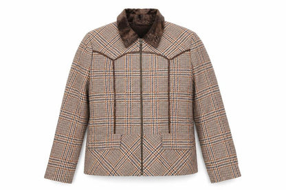 Mable Womens Brown Geometric Jacket Coat Size 16 Zip