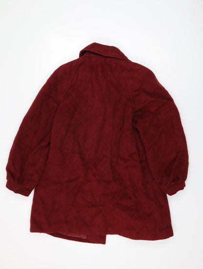 St Michael Womens Red Overcoat Coat Size 18 Button