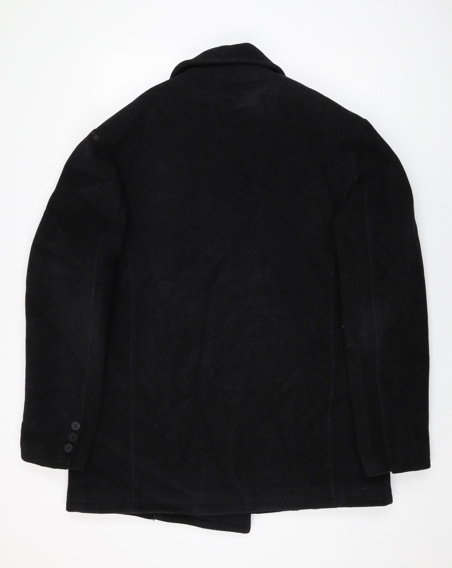 HIJKLMVWXYZ Womens Black Overcoat Coat Size XL Button