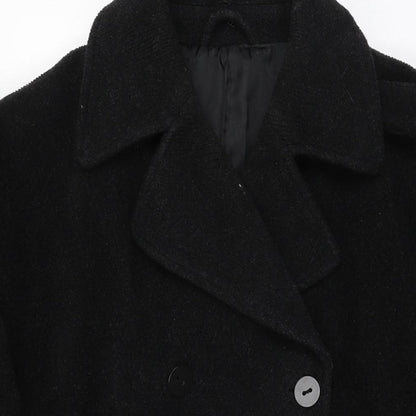 HIJKLMVWXYZ Womens Black Overcoat Coat Size XL Button