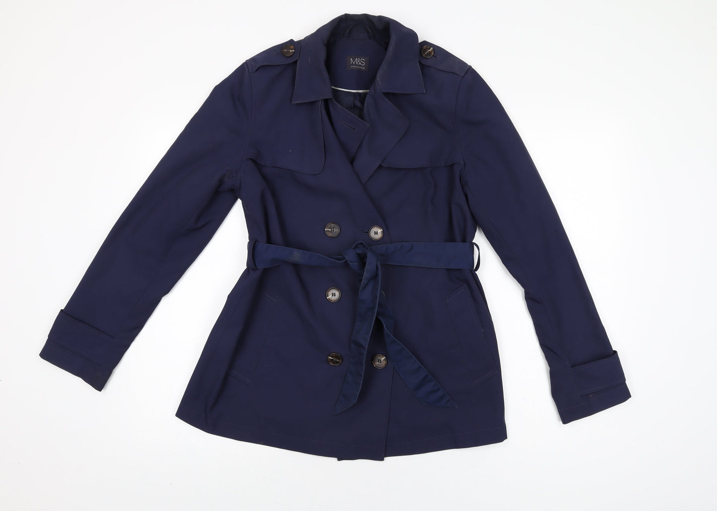 Womens UK Size 10 Marks and Spencer Blue Trench Coat