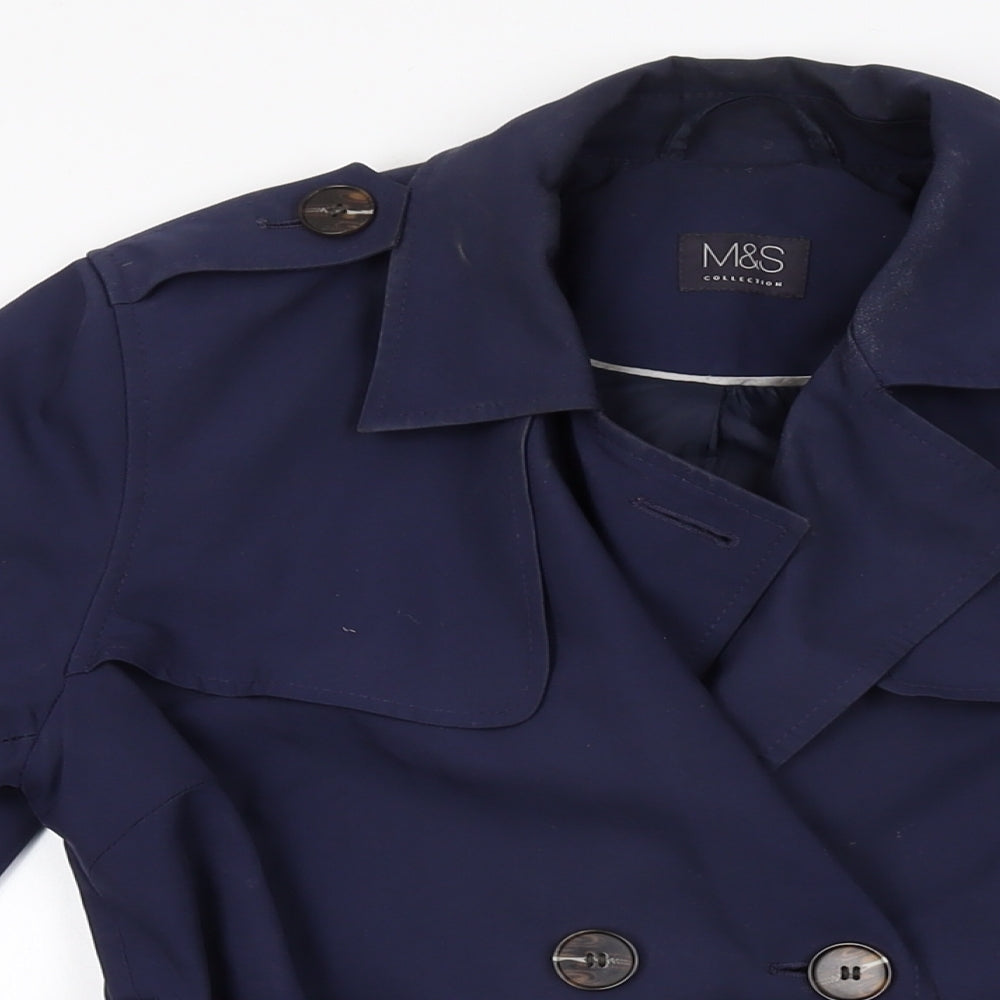 Womens UK Size 10 Marks and Spencer Blue Trench Coat