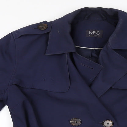 Womens UK Size 10 Marks and Spencer Blue Trench Coat