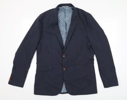 Matinique Mens Blue Cotton Jacket Suit Jacket Size 40 Regular