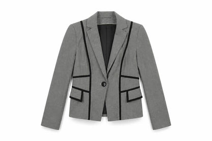 Marks & Spencer Womens Grey Geometric Jacket Blazer Size 12 Button