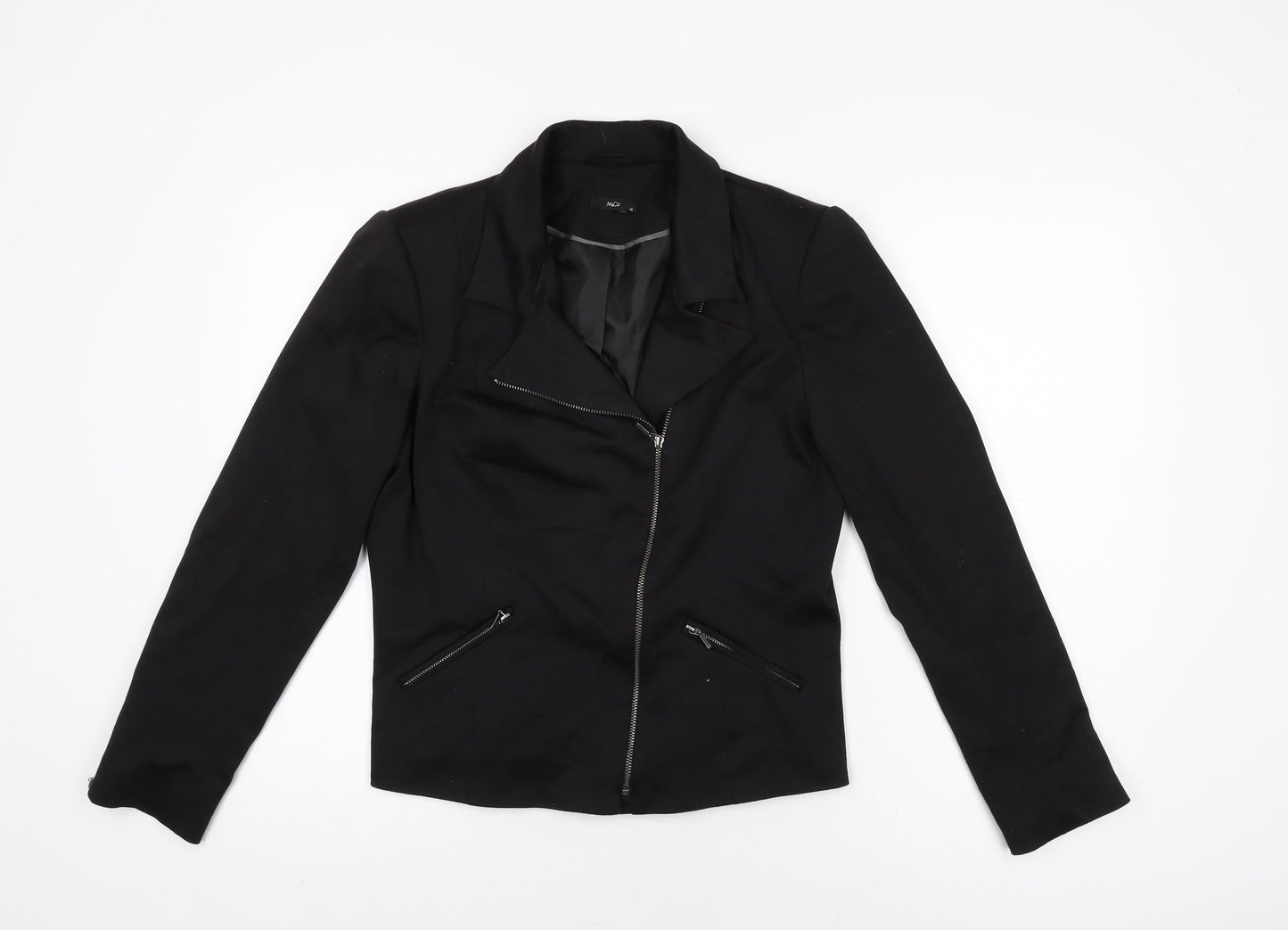 M&Co Womens Black Jacket Size 12 Zip