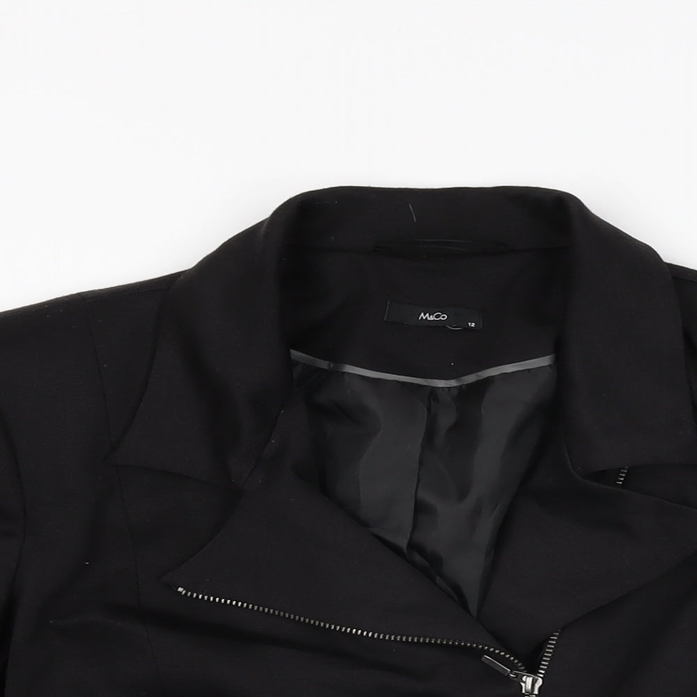 M&Co Womens Black Jacket Size 12 Zip