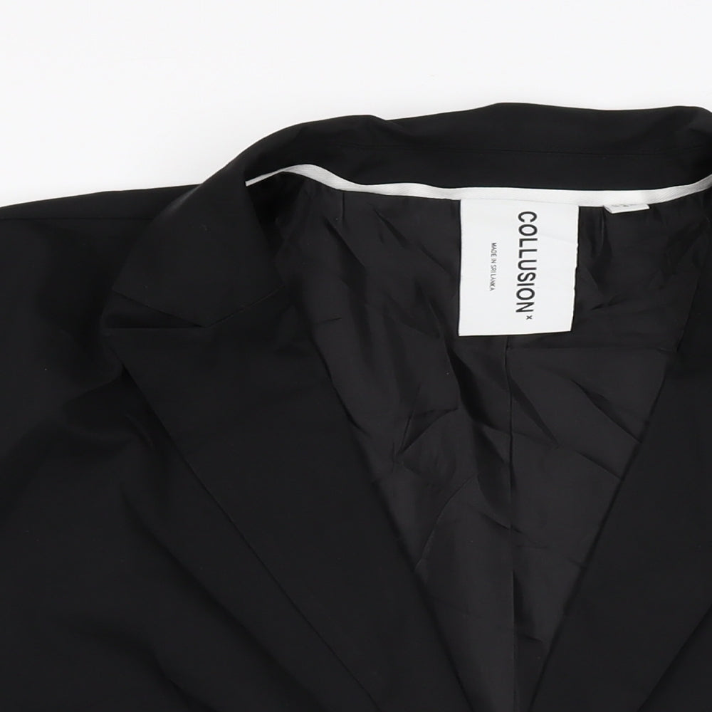 Womens UK Size 12 COLLUSION Black Biker Coat